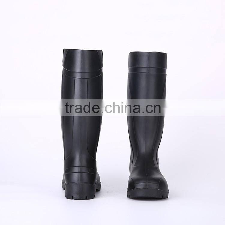 2016 Wholesale cheap black safety PVC rain boots, steel toe insert safety boots