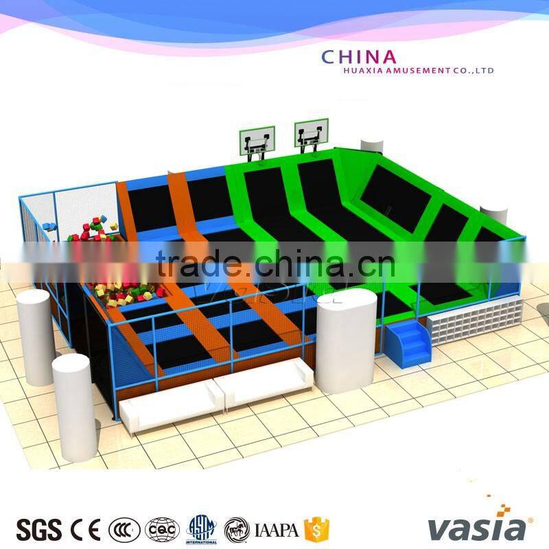 Foam pit jumping trampoline park with basketball hoop for sale