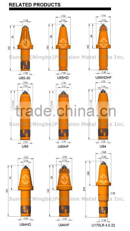 High toughness miner drill bits coal mining drill rig shank, blocks and sleeves coal mining bits