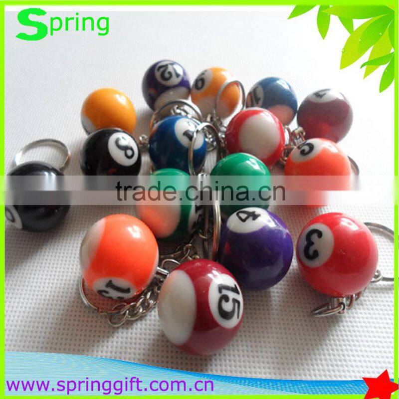 promotion gift hard resin billiards ball keyring /ball keyring/snook ball keyring