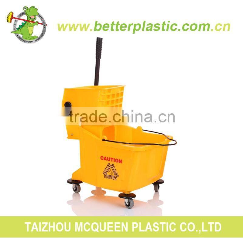 Manufacturer durable standard 30liter plastic cleaning tools mop wringer bucket with 4 wheels