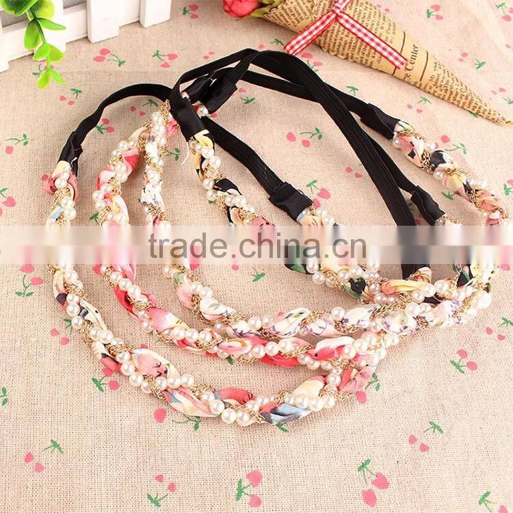 mix colors indian braided feather long elastic hair bands