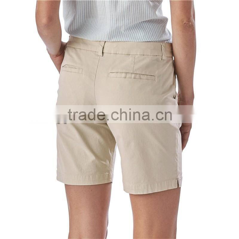 2016 Wholesale Classic Flat-front Stretch Short Coton Canvas /Spamdex Woman Shorts
