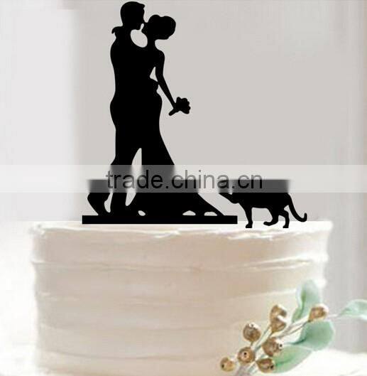 Silhouette Bride and Groom Mr & Mrs Wedding Acrylic Cake Topper Anniversary