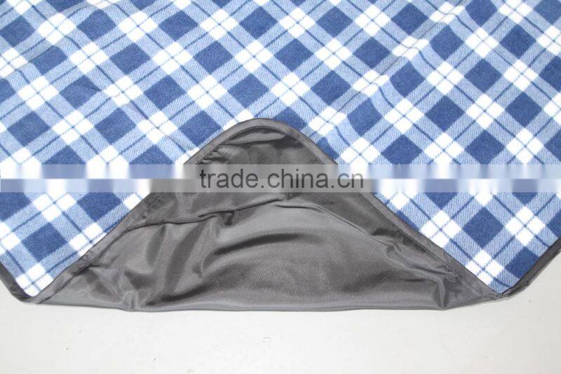 Multi-purpose 50"x60" Plaid Fleece Lined Nylon Picnic Blanket Waterproof Stadium Blanket