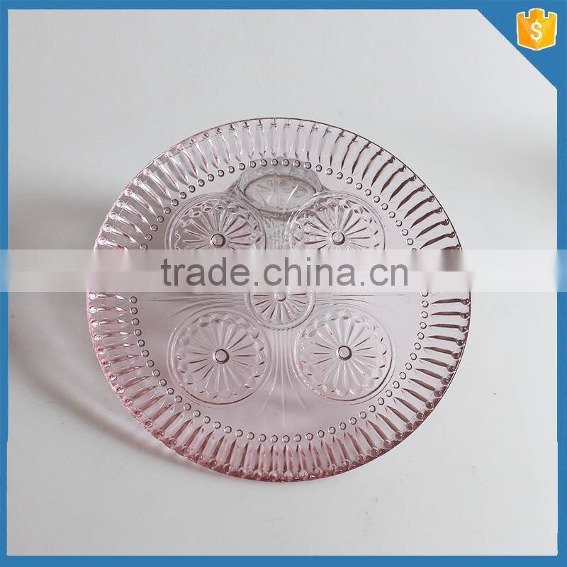 LXHY-015 glass colored vintage dessert plate