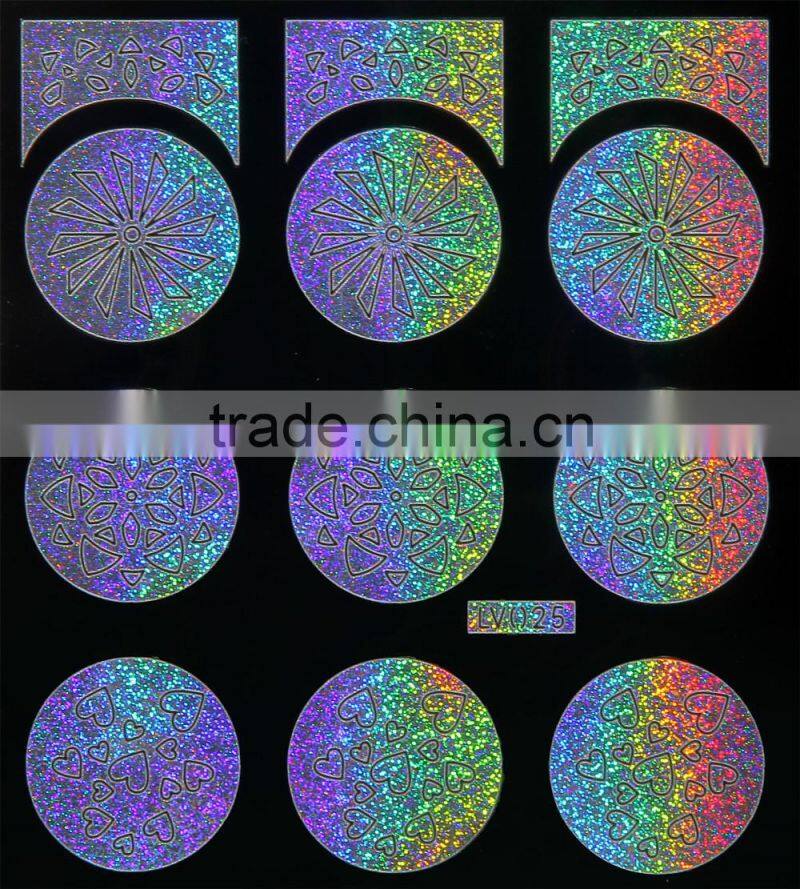 Round Shape Silver Laser Hallow Nail Stencil