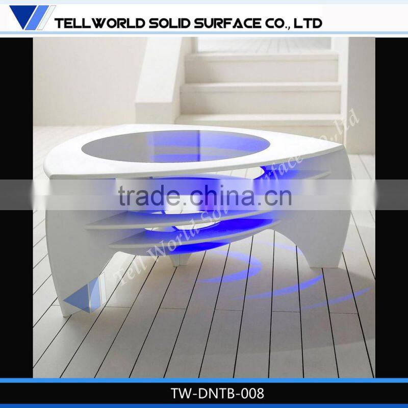 Modern living room furniture rotating glass coffee table
