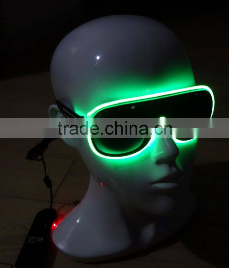 Green EL sunglasses/EL glow sunglasses/EL lighting glasses/Electroluminescent sunglasses