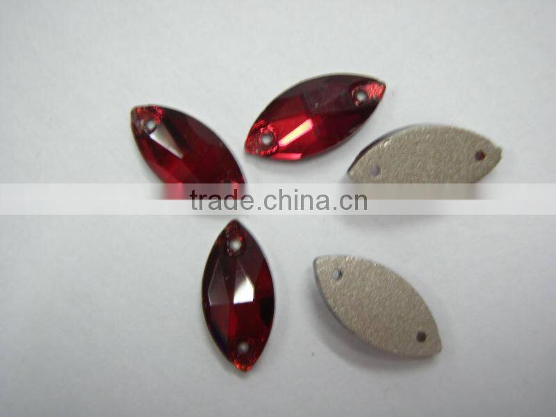 highest quality sew-on crystal beads number 3066# Boat shape Siam colour for garment