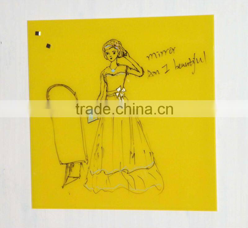 promotion colorful magnetic tempered glass kids drawing board