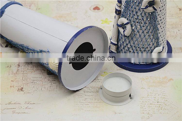 2015 new design mediterranean style lighthouse metal candle holder