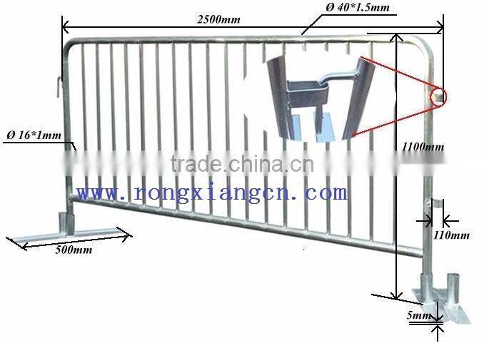 temporary fixed leg concert crowd control barrier for sale aluminum safety pedestrian barrier, event crowd barrier