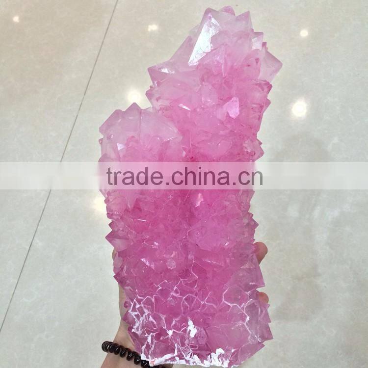 Pink Artificial Crystal Cluster Rose Crystallizing Ornaments For Sale
