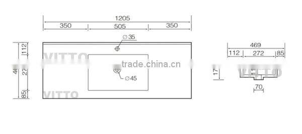 UPC American featheredged thin basin | cabinet basin