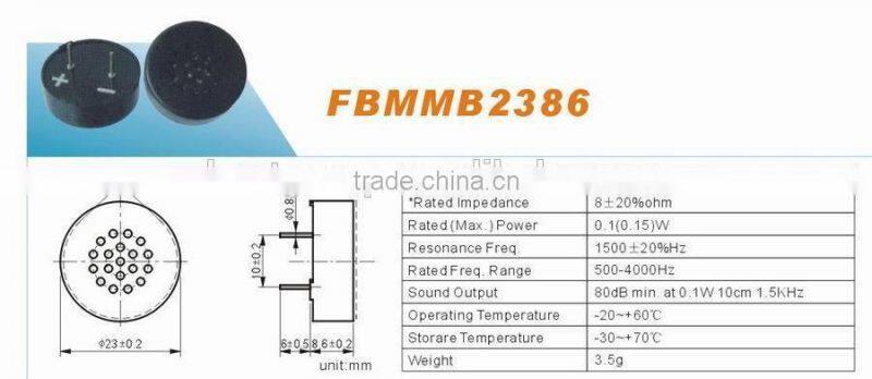 hot sell 12v 75DB 23mm with drive buzzer FBMMB2386