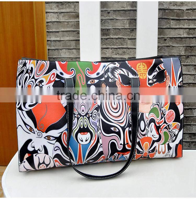 2015 Hot World style national wind Crown Figure landscape bag for woman Peking opera pattern shoulder bag with free shipping