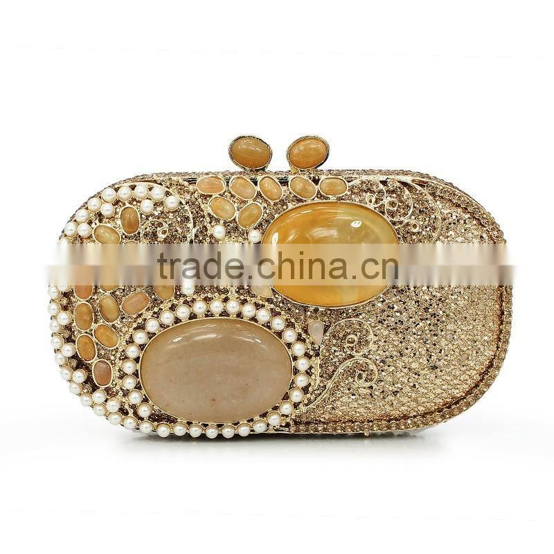 new agate gold crystal clutches party stone evening clutch hard shell evening clutch (88186A-G)