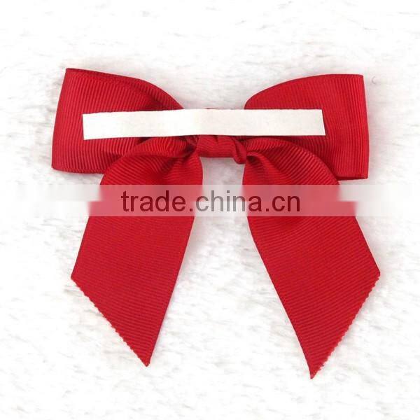 Wholesale solid color satin ribbon bow with adhesive tape