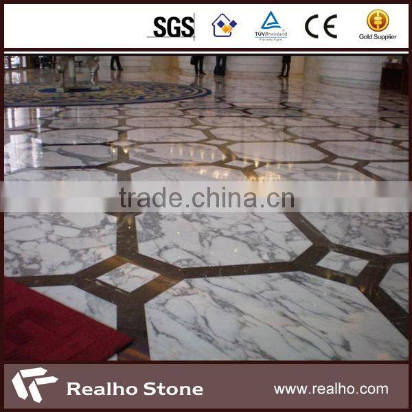 imported arabescato white marble step tile