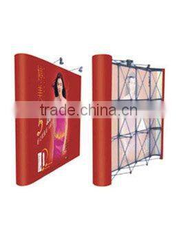 Curved or straight spring connection pop up display stand