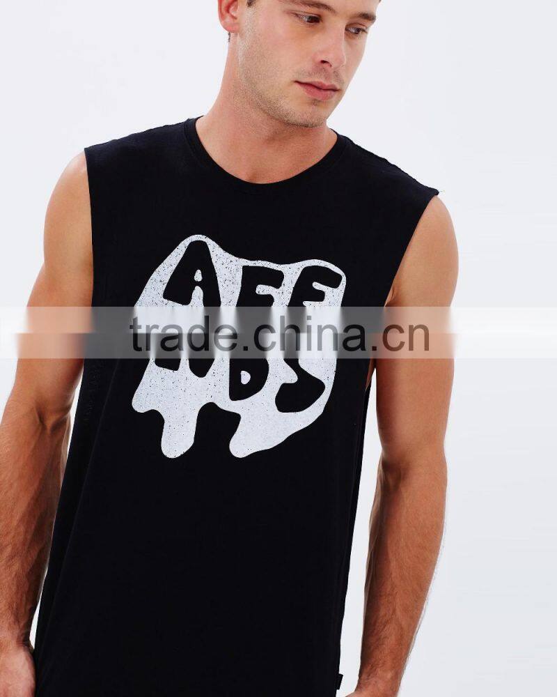 Daijun OEM wholesale black dri fit 100% cotton men printing bodybuilding tank top