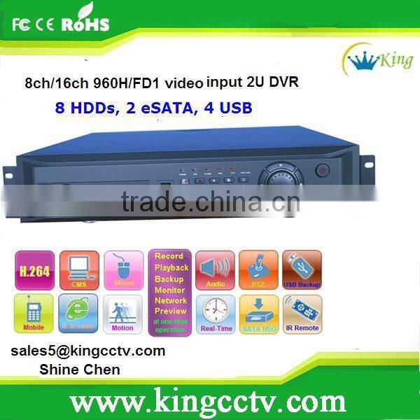 dvr H.264 960H HD H.264 3G network DVR with Loop out: HK-S8608F hd dvr manual