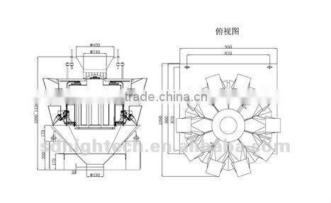 10 head waterproof combination weigher with LCD screen