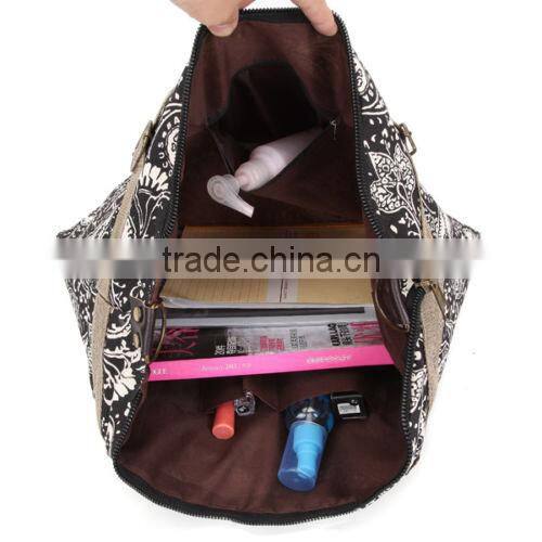 Vintage Women Canvas Leather Satchel Messenger Shoulder Handbag Shopper Bag Tote