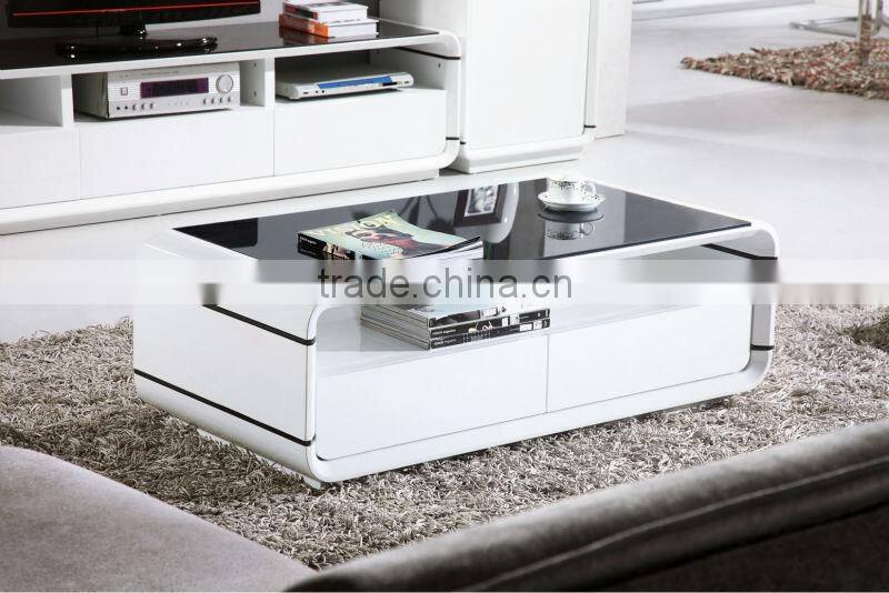 high glossy wooden living room furniture set