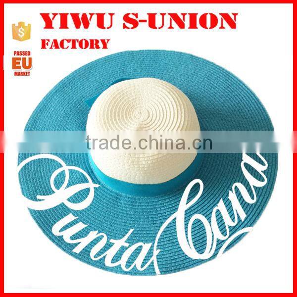 Wholesale custom printed ladies elegant summer beach sombrero big brim straw hats