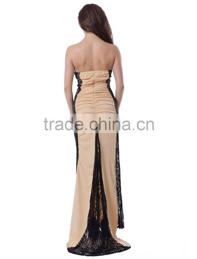 2016 New arrival fashion design prom dress strapless long red evening dress