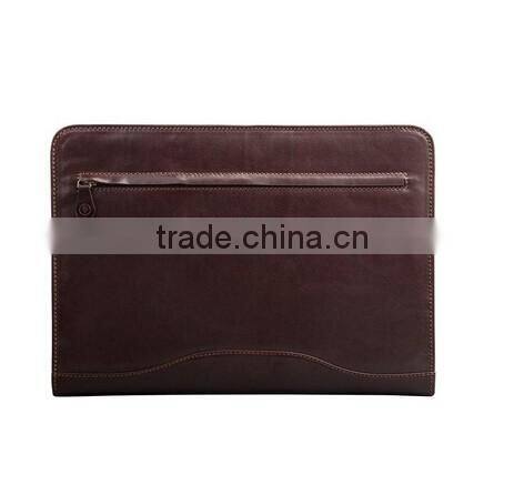 Boshiho dark brown crazy horse cowhide leather portfolio folder