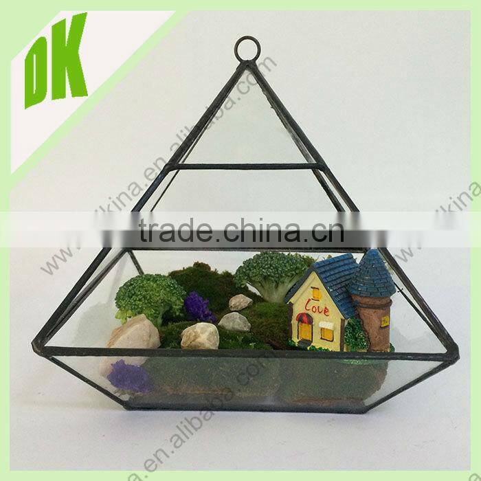 Black Metal and Glass Pyramid Shape Terrarium // Home & Garden decoration Gothic Style Small Indoor terrarium glass plant house