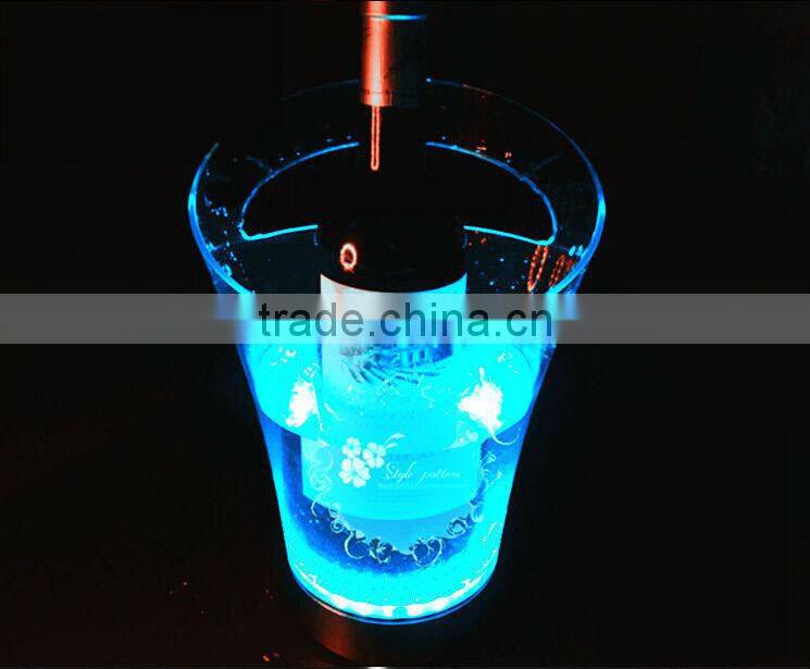 Multi color rechargeable led ice bucket, color changing led lighted champagne bucket