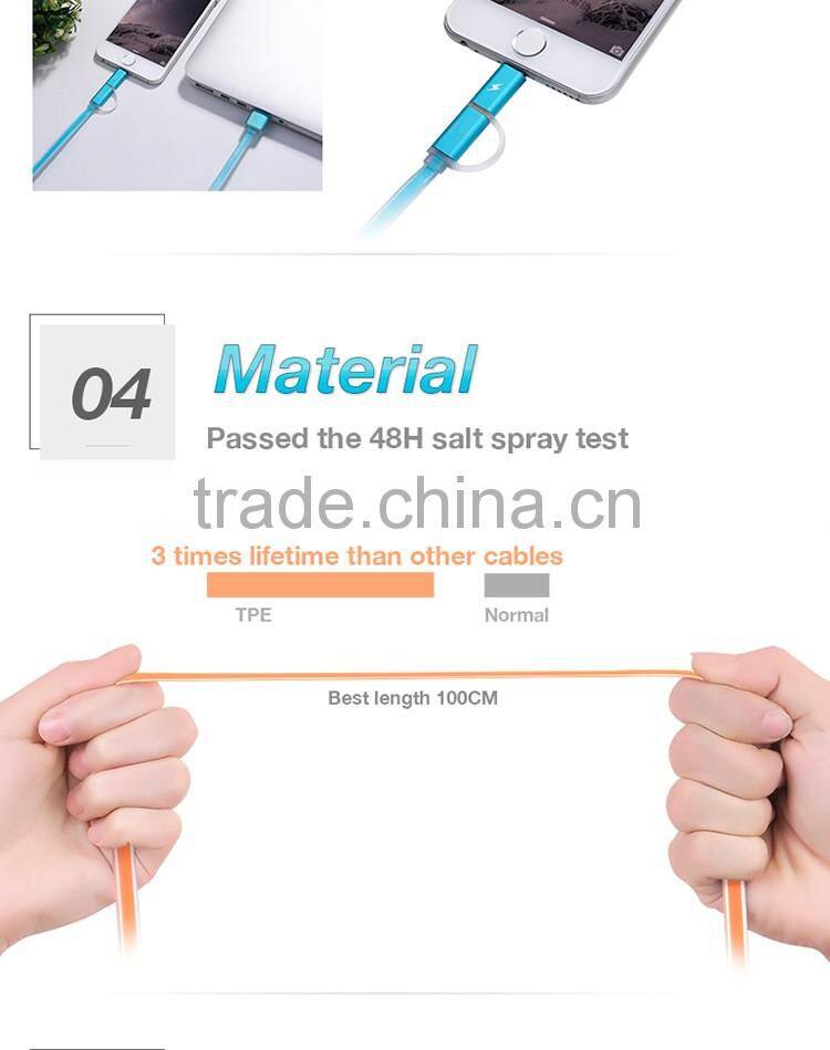 REMAX Aurora 2 in 1 micro USB charger Cable with LED