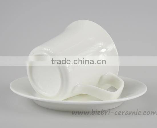 180cc 6oz Plain White Fancy Antique Coffee Cups And Saucers Sets Logo Decal Printing