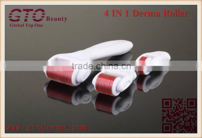 GTO Micro Needle Stainless Steel 300/720/1200 Needles 4 in 1Derma Roller with Desinfection Tank