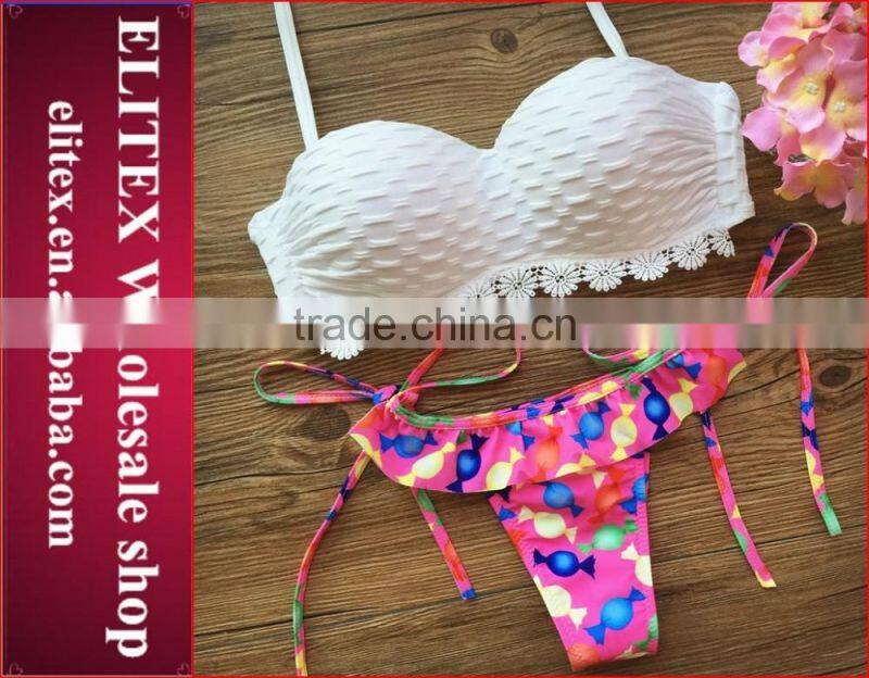 2017 Newest blue spot sexy print wholesale swimwear CK354
