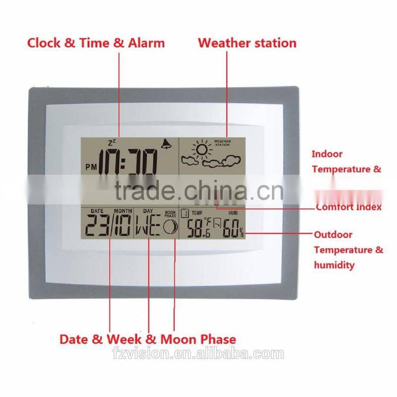 Wireless Weather Station, Wall/Table Clock Weather Station, Weather Station hygrometer with 2 Sensors as a gift