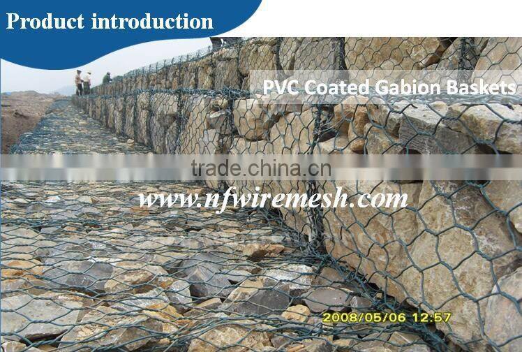 Anticorrosion anti-aging galvanized and pvc coated gabion basket/gabion stone basket(Guangzhou Factory)