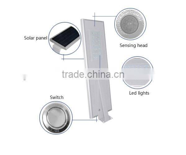 20W Integrated Solar Street Light Mono Panel Li-ion Battery LED Lamp All in One