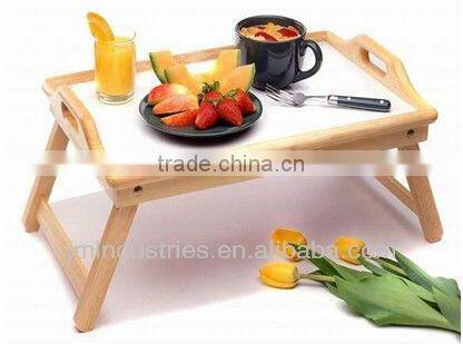 Folding Pine Wood Breakfast Tray with Handles