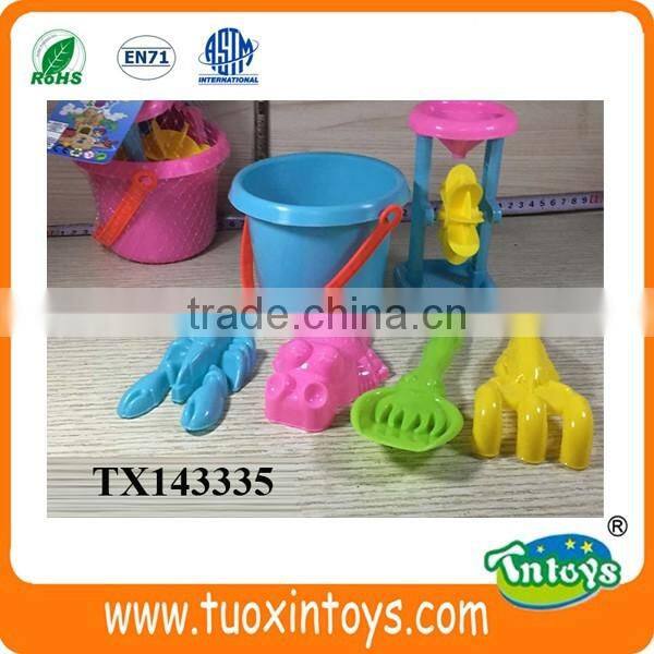 Promotional plastic summer sand beach tool toys play set 6pcs