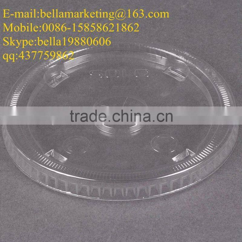 Disposable Flat Plastic Cup Lid with Straw Slot and Identification Buttons