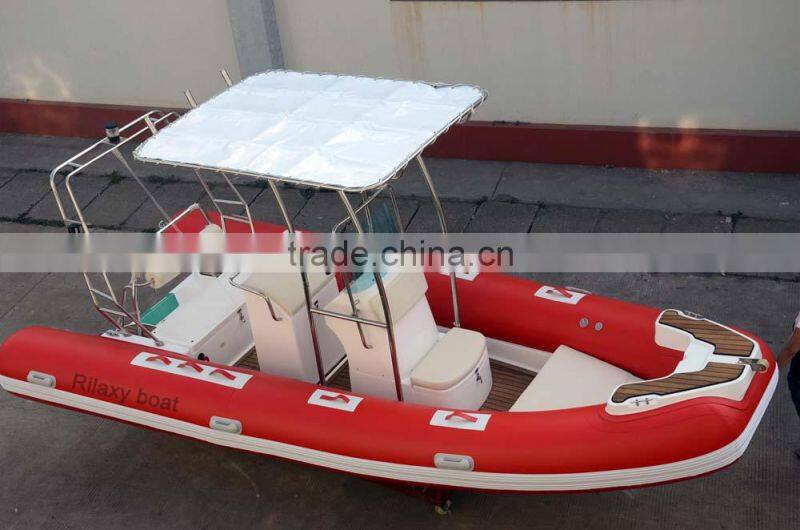 Teak Floor Rigid Inflatable Boat Small Fiberglass Fishing Boat