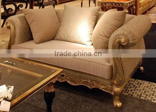 Classic luxury wooden living room two seat sofa