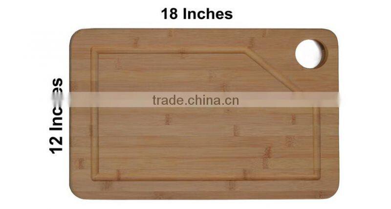 Natural Bamboo Cutting Board with Deep Drip Groove