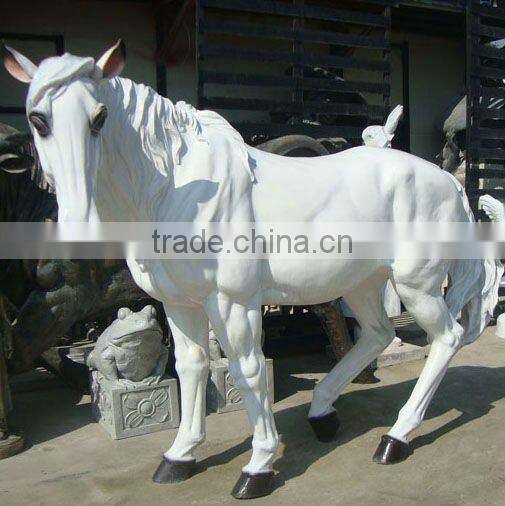 Large White Vivid Horse Park Fiberglass Sculpture