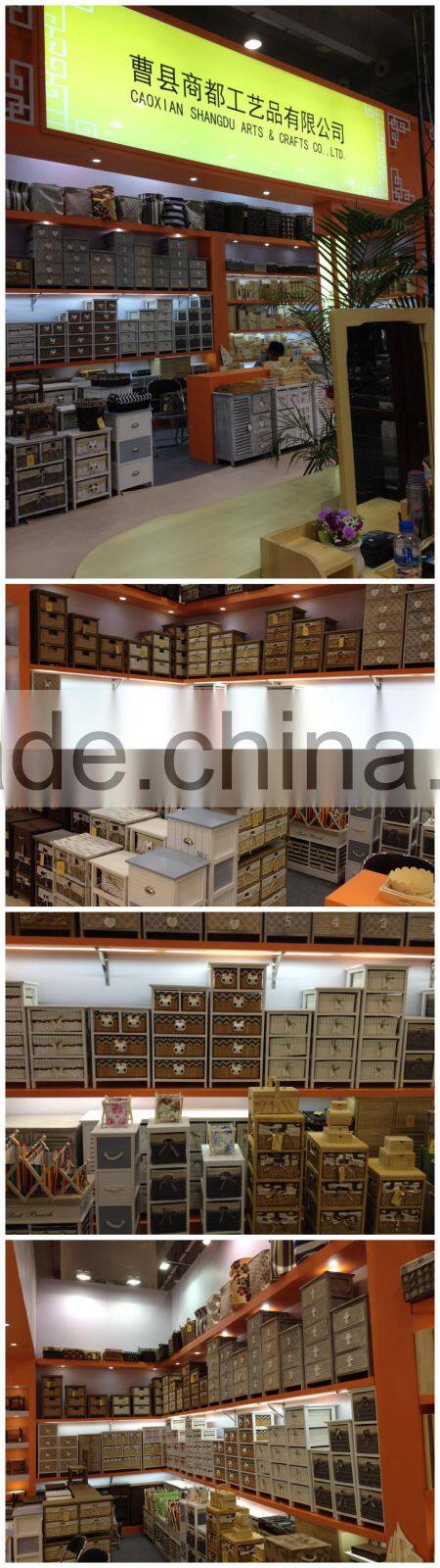 High quality round home foldable laundry storage basket with wood